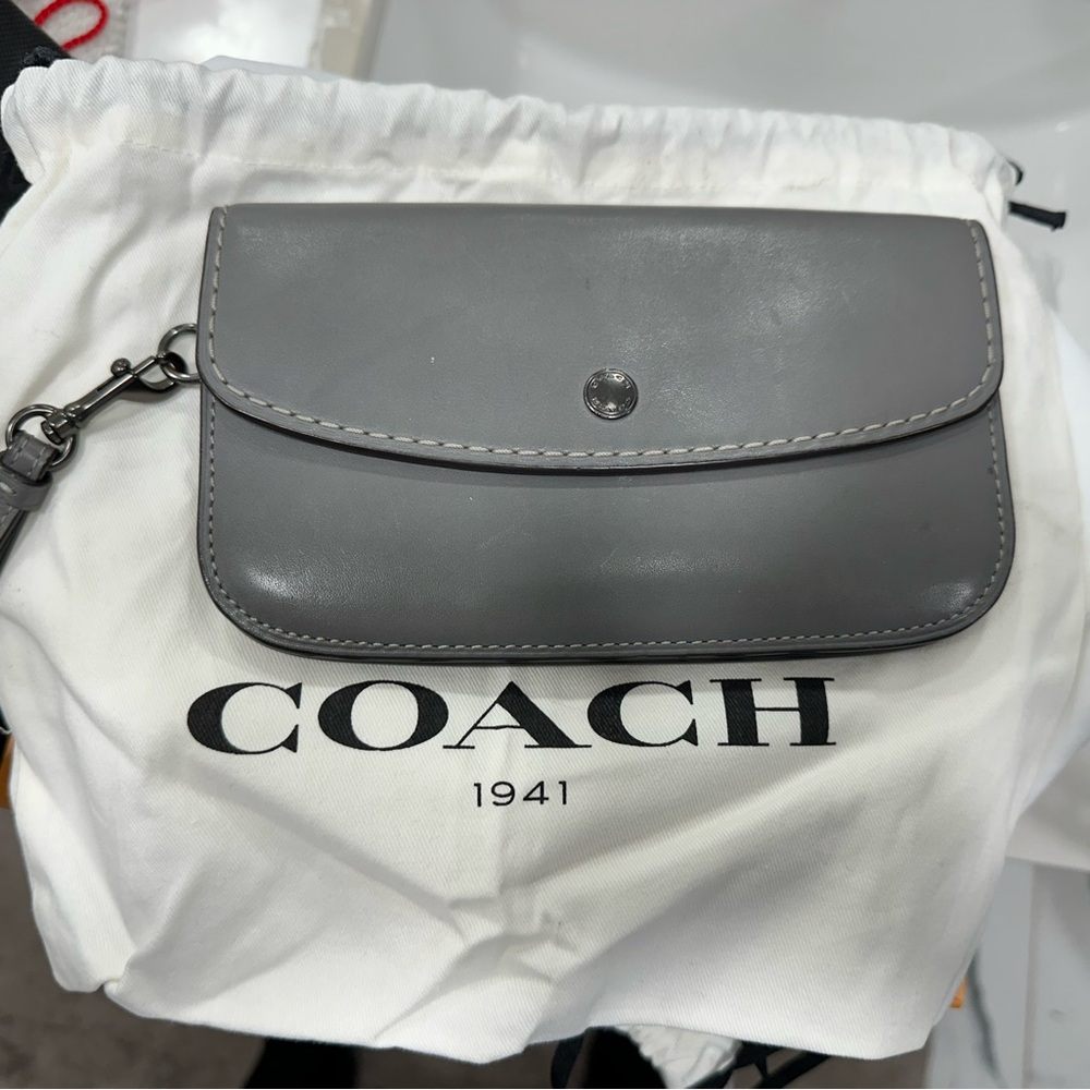 Coach Gray Leather Clutch